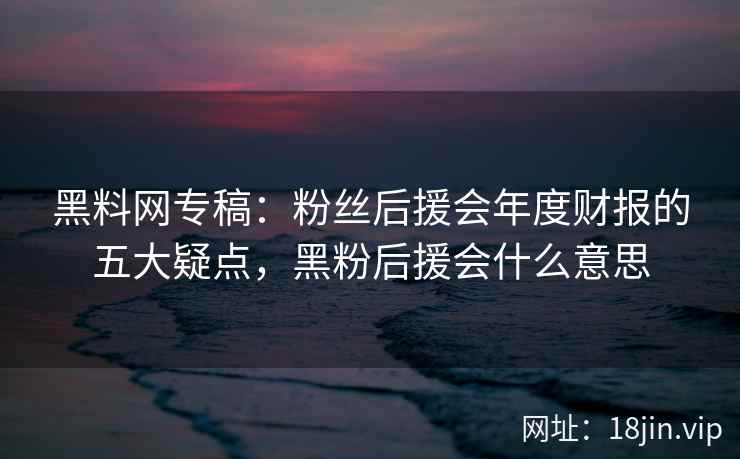 黑料网专稿：粉丝后援会年度财报的五大疑点，黑粉后援会什么意思