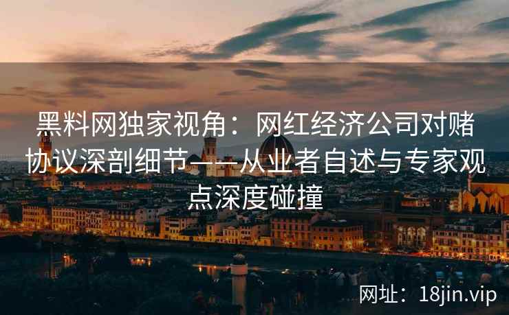黑料网独家视角：网红经济公司对赌协议深剖细节——从业者自述与专家观点深度碰撞