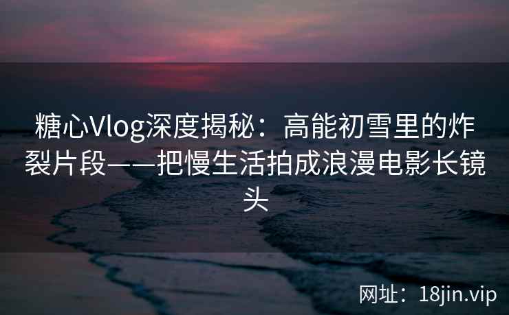糖心Vlog深度揭秘：高能初雪里的炸裂片段——把慢生活拍成浪漫电影长镜头  第2张